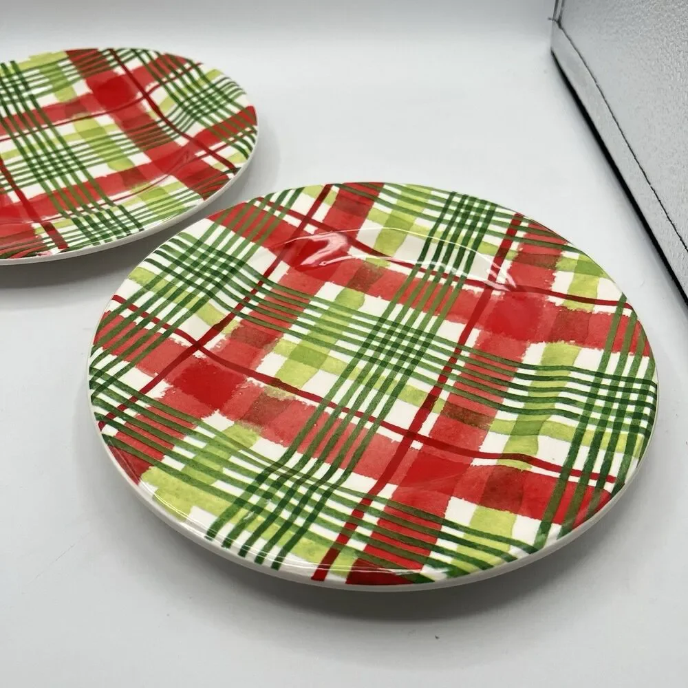 Pier 1 Ironstone Christmas Holiday Plaid 8.75